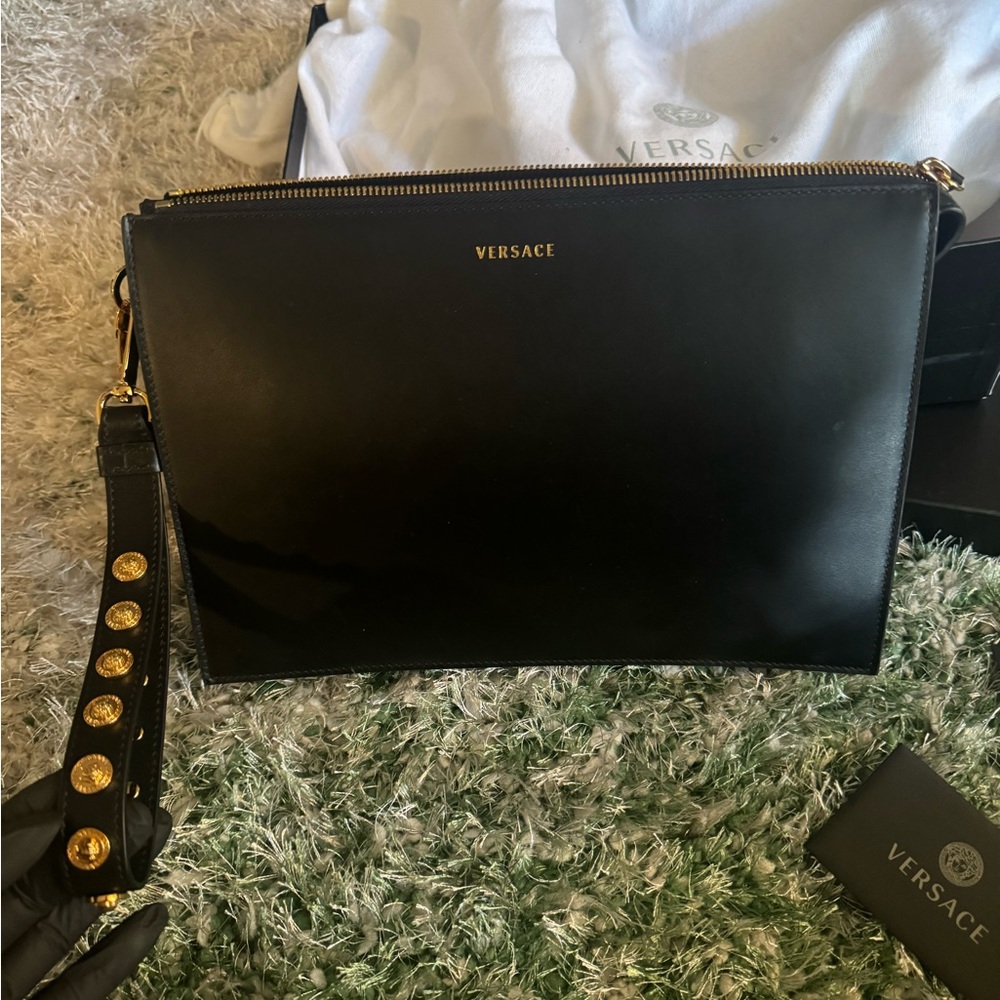 Brand new black Versace medium size pouch ( clutch )